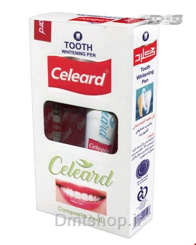 ژل سفید کننده دندان کلرد Celeard مناسب دندان کامپوزیت حجم 5 میل قلم + 25 میل خمیر دندان
