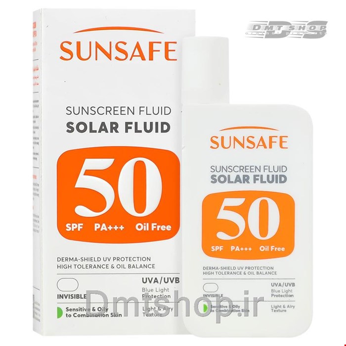 ضد آفتاب فلوئید سان سیف Sunsafe Sunscreen Fluid Spf50 مناسب پوست حساس، چرب و مستعد به آکنه حجم 55 گرم