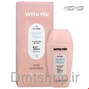 کرم ضد آفتاب فلوئید بی رنگ ویت یو With You Fusion Water Spf50 مناسب صورت و بدن حجم 60 میل