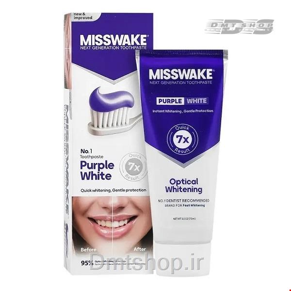 خمیر دندان سفید کننده و ضد زردی میسویک Misswake Purple White حجم 75 میل