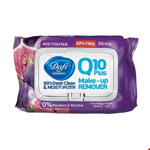 دستمال مرطوب پاک کننده آرایش  Q10 دافی 50 عددی 