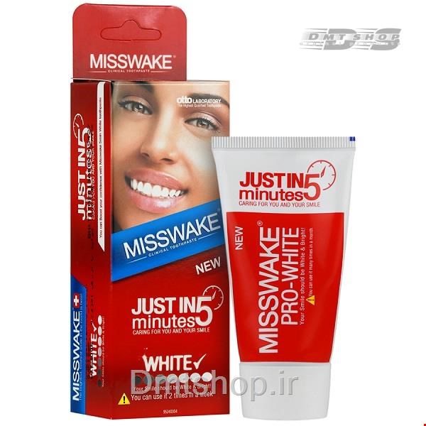  خمیر دندان سفید کننده قوی میسویک Misswake Just in 5 Minute  حجم 50 میل