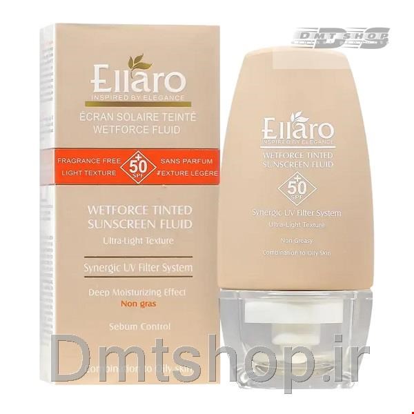 فلوئید ضد آفتاب رنگی الارو Ellaro Wetforce Tined Sunscreen Fluid Spf 50  حجم 50 میل