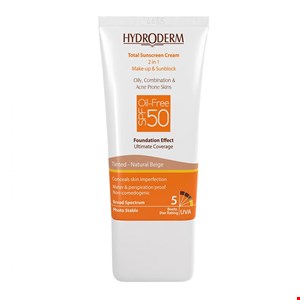 کرم ضد آفتاب رنگی و فاقد چربی هیدرودرم با SPF50 رنگ بژ طبیعی 40 میل