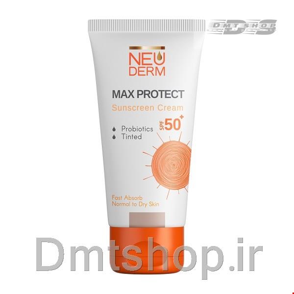 ‫کرم ضد آفتاب رنگی نئودرم Neu Derm Max Protect Sunscreen Cream Spf 50  مناسب پوست نرمال تا خشک حجم 50 میل
