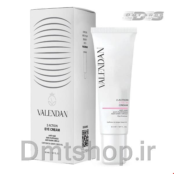  کرم دور چشم ولندان Valendan 3 Action Eye Cream ضد چروک , ضد پف و تیرگی حجم 30 میل