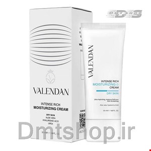 کرم مرطوب کننده و ضد لک پوست خشک ولندان Valendan Dry Skin Cream حاوی آلوئه ورا و هیالورونیک اسید حجم 50 میل